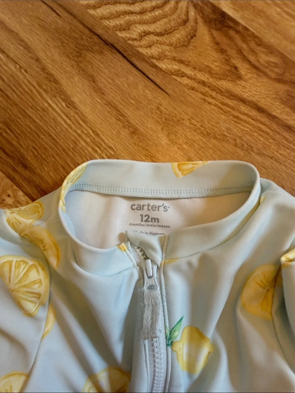Carter's Light Blue Long-Sleeve Lemon Print One-Piece Swim